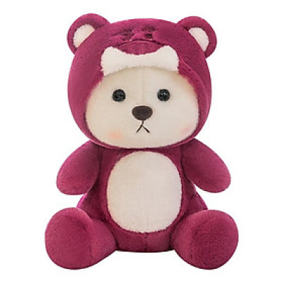 Thú nhồi bông lena đội mũ gấu dâu ngồi đáng yêu - Size từ 28cm đến 80cm - Quà tặng gấu bông lena dễ thương.