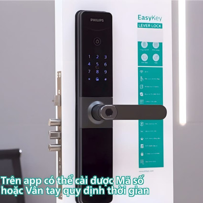 [ PHILIPS ] Bộ khóa cửa thông minh [ Gateway điều khiển từ xa, vân tay, thẻ từ, mật khẩu và chìa cơ ] Chính hãng-DDL610-5HBS 