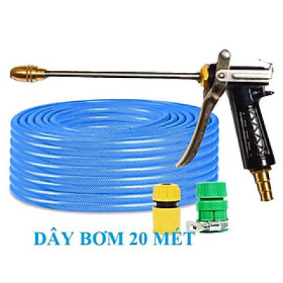 ️ Bộ dây vòi xịt nước rửa xe, tưới cây , tăng áp 3 lần, loại 20m 206318 đầu đồng, cút,nối vàng