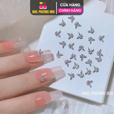 Set 20 Charm Bướm Mini Đính Đá Siêu Sáng Trang Trí Móng, Charm Bướm Kim Loại Size Nhỏ Làm Nail Sang Trọng Nữ Women