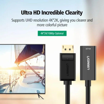 Ugreen UG40363MM137TK Màu Đen Cáp chuyển đổi DisplayPort sang HDMI V1.4 hỗ trợ phân giải 4K 2K - HÀNG CHÍNH HÃNG