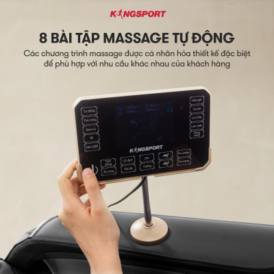 Ghế massage KINGSPORT Standard G5 BLACK cao cấp con lăn 3D với 8 bài tập, thiết kế hiện đại 2024, công nghệ massage chuyên sâu