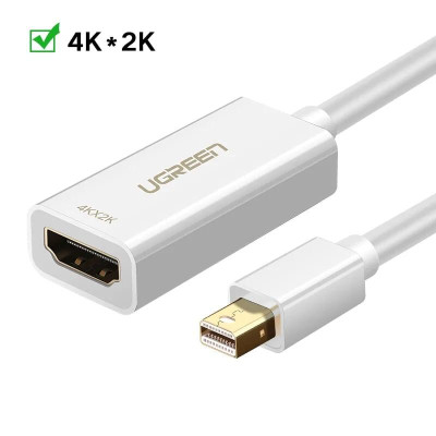 Ugreen UG40361MD112TK 25CM màu Trắng Cáp chuyển đổi Mini DP sang HDMI hỗ trợ phân giải 4K x 2K - HÀNG CHÍNH HÃNG