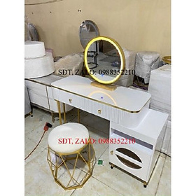 Sỉ Bàn Trang Điểm Hiện Đại Gương Đèn Led Xoay 360° Kèm Ghế Đôn Kim Cương Cao Cấp