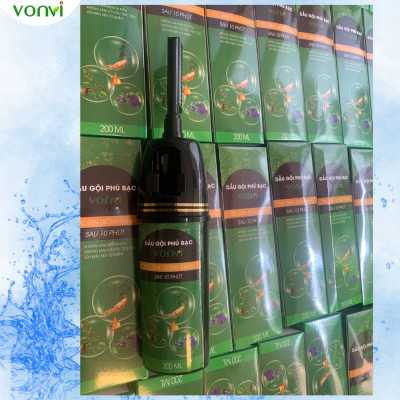 Dầu gội phủ bạc VONVI giúp tóc đen tự nhiên bóng rạng sau 10 phút với thiết kế lược chải đen tóc thông minh, không xót, không làm đen da đầu 200 ml