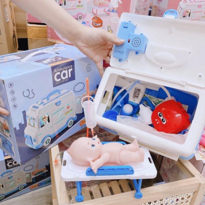 Nubie Đồ Chơi Bác Sĩ 30pcs Xe Cứu Thương Có Đèn, Nhạc Cho Bé Nhập Vai Mô Phỏng Thiết Bị Y Tế, Khám Bệnh
