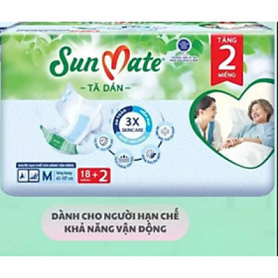 Sỉ 1 Cây/Thùng 6 Gói Tã Dán Sunmate M18 +2 (20 Miếng) - Tã Dán Cho Người Lớn (Gói Lớn Tiết Kiệm Hơn Sunmate M10) -Hsd Luôn mới