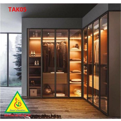 Tủ quần áo cánh kính khung nhôm hiện đại cánh mở TAK05 ( giá mét vuông tủ) - Nội thất lắp ráp Viễn Đông Adv