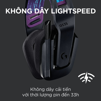 Tai nghe game không dây Lightspeed Logitech G535 - Trọng lượng nhẹ, âm thanh nổi, tương thích PC, PS4, PS5, Mic gấp để tắt tiếng -Hàng chính hãng
