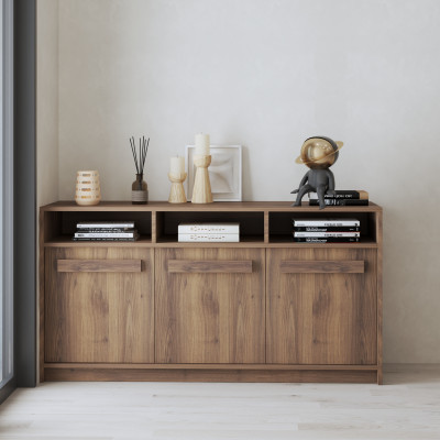 HAPPY FURNITURE , Tủ lưu trữ 3 cửa mở - RUBEL, TCM_225, 140cm x 40cm x 72cm DxRxC