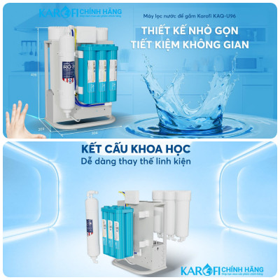 Máy Lọc Nước Để Gầm KAROFI KAQ-U96, 10 Lõi Cao Cấp, Vòi Led Điện Tử, Kết Nối Wifi, Hàng Chính Hãng