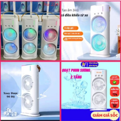 1 CÁI QUẠT GIÓ PHUN SƯƠNG 2 TẦNG GIÓ CÓ TÍCH ĐIỆN ĐIỀU KHIỂN TỪ XA SIÊU MÁT LẠNH CHO MỌI GIA ĐÌNH