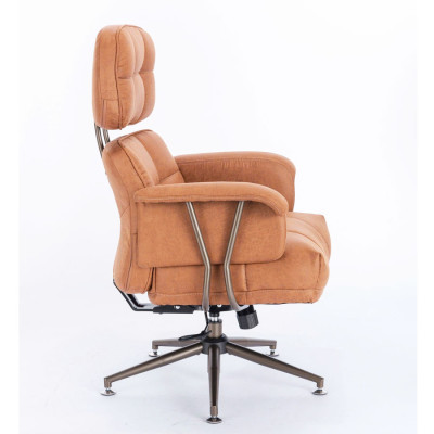 Ghế văn phòng chân có nút cố định đẹp hiện đại CM4610-P Nội thất Capta Ghế làm việc nệm da nappa  lưng cao thân xoay gật gù chân thép sơn tĩnh điện màu nâu Luxury Office Chair
