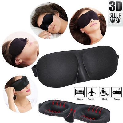 Bịt Che Mắt Ngủ 3D Kèm Bịt Tai Văn Phòng, Trên Xe Ô tô, Máy Bay, Thoáng Khí, Mềm Mại Cho Giấc Ngủ Ngon, Mặt Nạ Ngủ. Du Lịch Dã Ngoại Phượt Thiền MÀU ĐEN