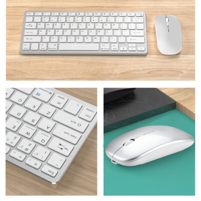 Bộ Bàn phím chuột không dây mini W616 - pin sạc - đa kết nối bluetooth 5.0 + 3.0 + Usb wireless 2.4G hàng nhập khẩu