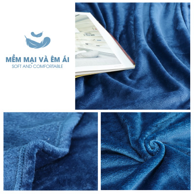 Mền tuyết NIN House - Dark Blue siêu mềm mịn nhiều kích cỡ 1m3x2m, 1m6x2m tuyết nhung ấm áp