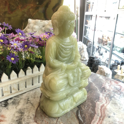 Tượng Phật A Di Đà ngồi đài sen đá ngọc Onyx - Cao 30 cm