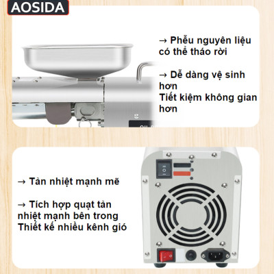 [HÀNG NHẬP KHẨU] Máy ép dầu thực vật nóng và lạnh dùng trong gia đình, công suất 1100W - Thương hiệu Anh Quốc cao cấp AOSIDA 999A