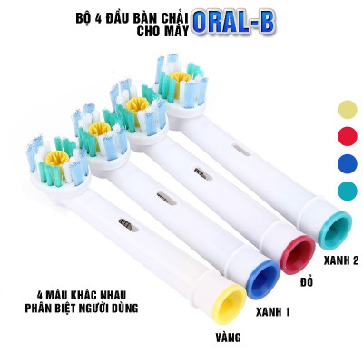 Cho máy Oral B Braun, bộ 4 Đầu Bàn Chải đánh răng điện thay thế MIHOCO EB18-P New   ,  phá tan mảng bám, cho răng trắng sáng