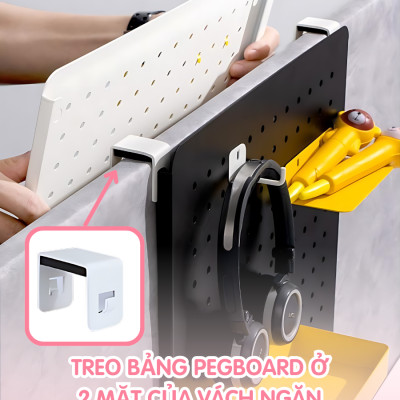 Bảng lỗ Pegboard kim lọai Dola Home móc vách ngăn văn phòng làm việc, móc cửa sổ KHÔNG khoan tường