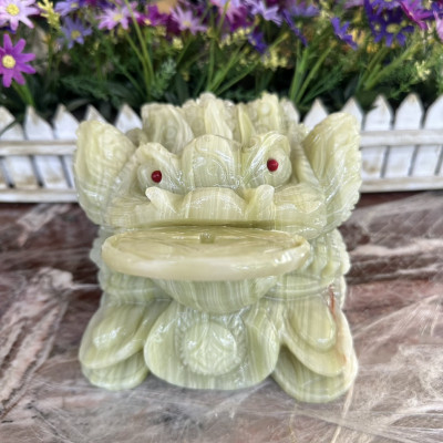 Tượng Cóc ba chân, Thiềm Thừ phong thủy chiêu tài lộc đá ngọc onyx - Dài 20 cm