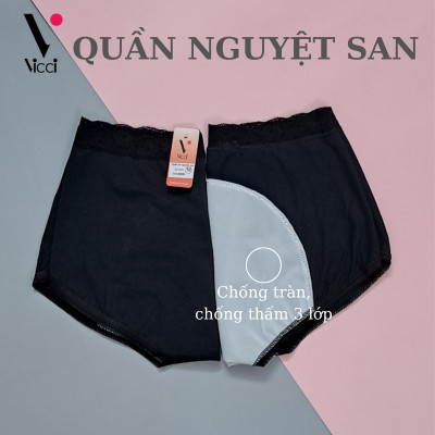 Quần lót nữ chống tràn nguyệt san vải cotton thoáng khí, cạp cao Vicci QV.NS1 mềm mại, kháng khuẩn khử mùi