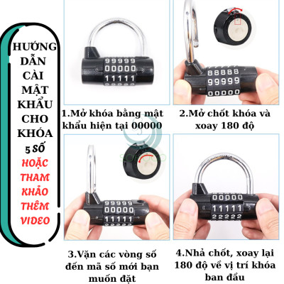 [VIDEO]- Ổ khóa số 5 số đổi mật mã, khóa hành lý, khóa cửa, tủ- CHỌN CỠ- Ổ khóa 5 số hình chữ U, khóa vali, khóa xe không cần dùng chìa- GIAO MÀU NGẪU NHIÊN