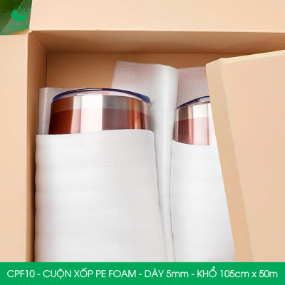 CPF10 - 105cm x 50m - Cuộn xốp PE Foam dày 5mm chống sốc, xốp bọc chống sốc, xốp gói hàng