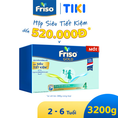 Sữa Bột Friso Gold 4 Hộp Giấy 3.2KG (Dành cho trẻ 2 - 6 tuổi)