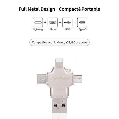 Đĩa OTG U yvonne Y23 USB2.0 U Disk 64GB USB Micro USB Type-C tốc độ cao bốn trong một cho điện thoại / PC / máy tính xách tay