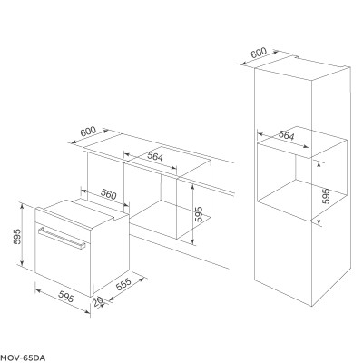 Lò nướng MOV-65DA (kính đen) - Tặng Chảo không dính SA-02 + Khay úp chén dĩa MDD-14028 - Hàng chính hãng
