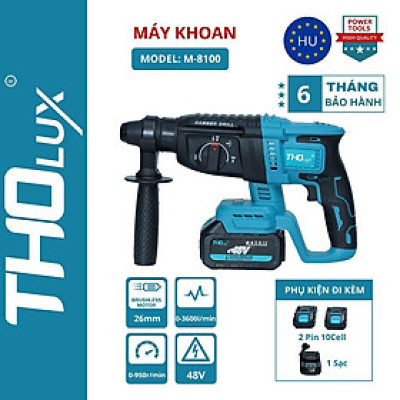 Máy khoan bê tông pin Tholux M-8100 - 3 Chức Năng Khoan Đục Búa dùng pin 10 cell