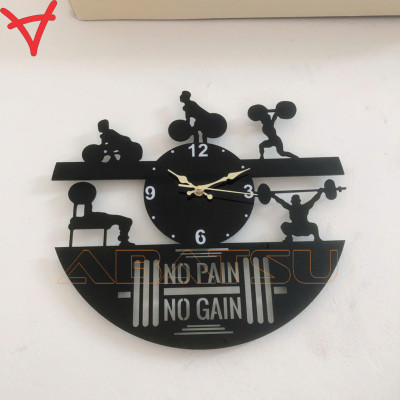 Setup phòng gym chất lừ, trang trí phòng gym đẹp với đồng hồ ‘No Pain, No Gain - Abatsu