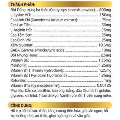 Viên uống dưỡng tâm an thần THẢO THẦN KHANG, giúp ăn ngon ngủ tốt, thành phần đông trùng hạ thảo và nhung hươu hộp 60 viên - D2 Group