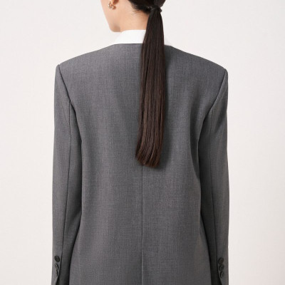 Áo blazer vai rộng không cổ Naomi thiết kế cao cấp WHITE CHIC