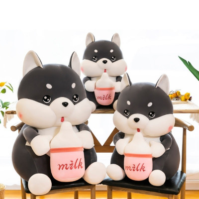 Gấu bông chó Husky ôm bình sữa siêu dễ thương – Quà tặng thú nhồi bông chó má phệ bú bình – Size từ 50 cm đến 80 cm – Gối ôm chó Husky milk cho bé ngủ ngon