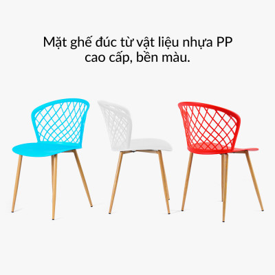Ghế cafe mặt nhựa chân kim loại giả gỗ Carbo