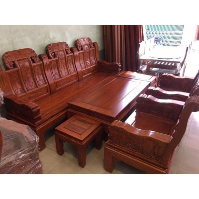 bộ bàn ghế Âu á trương voi tay nguyên khối gỗ gõ đỏ