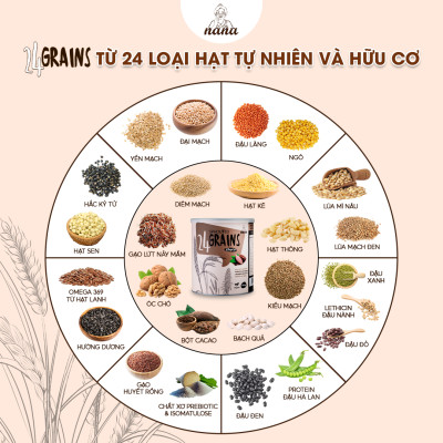 Sữa Hạt 24Grains 700g x4 Hộp (2.8kg) Vị Socola Tự Nhiên Cho Trẻ Từ 3 Tuổi & Người Lớn Bổ Sung Dinh Dưỡng Toàn Diện