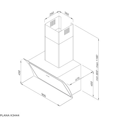 Máy hút khói, khử mùi Plana K3444 - Tặng Bộ đồ dùng nhà bếp 5 món MJA-1495 + Chảo không dính SA-02 - Hàng chính hãng