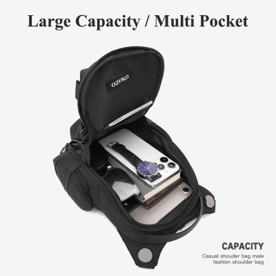 Túi đeo chéo nam đi xe máy OZUKO Túi đeo chéo ngoài trời chống nước đa chức năng