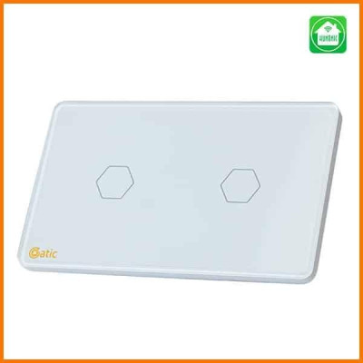 Công Tắc Hunonic Wifi Datic 2 Nút Ấn Chữ Nhật, Bật Tắt Từ Xa Trên Điện Thoại Và Ra Lệnh Giọng Nói
