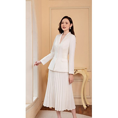 Set áo blazer & chân váy Colonnade màu trắng thiết kế cao cấp WHITE CHIC