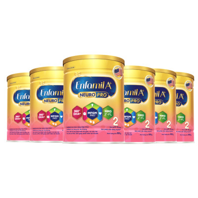 Combo 6 lon sữa bột Enfamil A+ NeuroPro 2 với 2’-FL HMO cho trẻ từ 6 –12  tháng tuổi– 830g