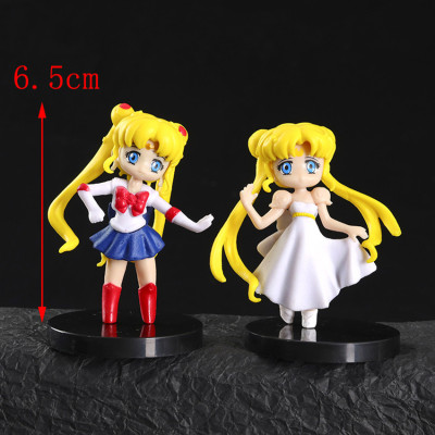 Bộ 6 mô hình Thủy Thủ Mặt Trăng Sailor Moon cao 7 cm (tặng kèm chân đế) trang trí bàn làm việc