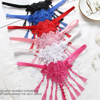 Quần lót nữ lọt khe phối ren két dây - Màu hồng