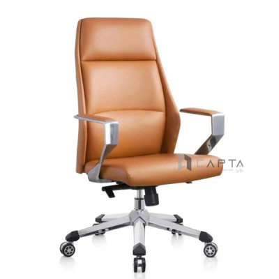 Ghế văn phòng Giám Đốc Nội thất Capta CM4498-P Ghế Lãnh đạo cao cấp nệm da pvc màu đen và nâu bò chân ghế hợp kim nhôm xoay nâng hạ độ cao tại tp hcm