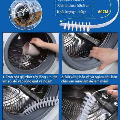 Bàn Chải Cọ Lồng Máy Giặt Vệ Sinh Cặn Bẩn Chà Sạch Sâu Khoang Máy Cửa Ngang & Cửa Đứng