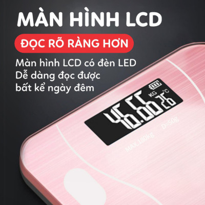Cân Sức Khoẻ - Điện Tử Kết Nối Bluetooth Thông Minh Đo Lượng Mỡ Cơ Thể - Tải Trọng 180kg Giao Màu Ngẫu Nhiên