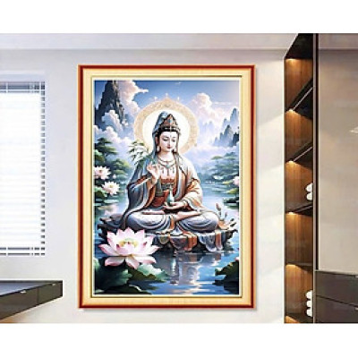 Tranh thêu chữ thập Phật quan âm VS8149, kích thước 60*90 cm